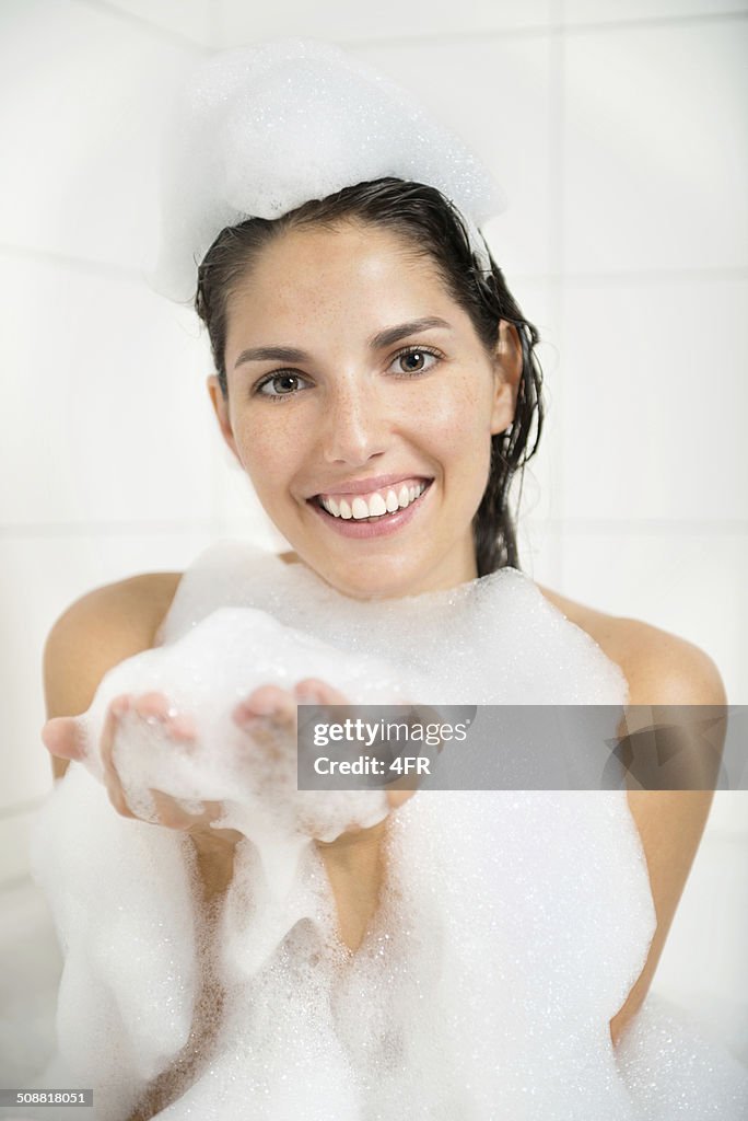 Foam Fun, Beautiful Woman taking a Bath