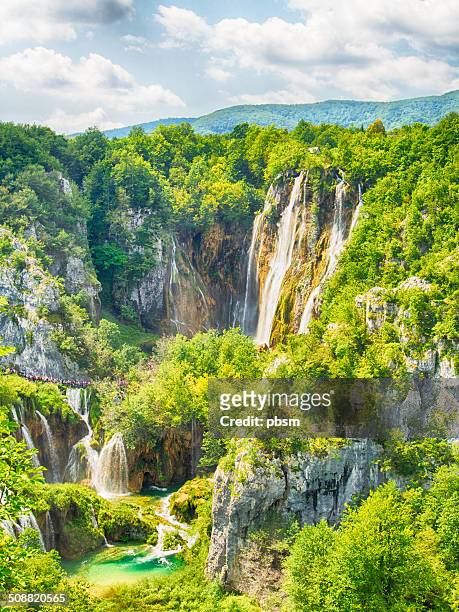 view from top on plitvice lake national park - plitvicka jezera croatia stock pictures, royalty-free photos & images