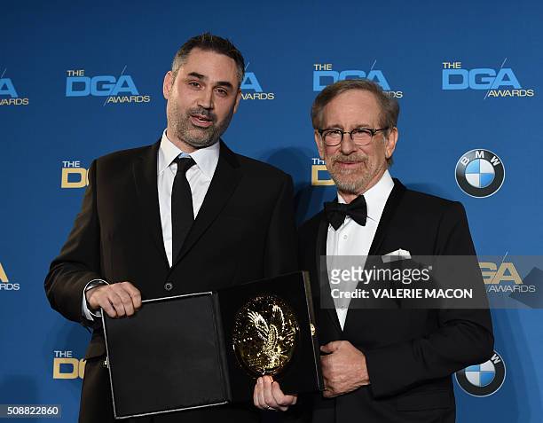 Director Alex Garland , winner of the award for Outstanding Directorial Achievement of a First-Time Feature Film Director for 'Ex Machina,' and...