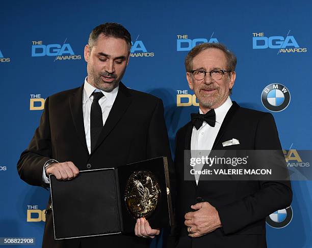 Director Alex Garland , winner of the award for Outstanding Directorial Achievement of a First-Time Feature Film Director for 'Ex Machina,' and...