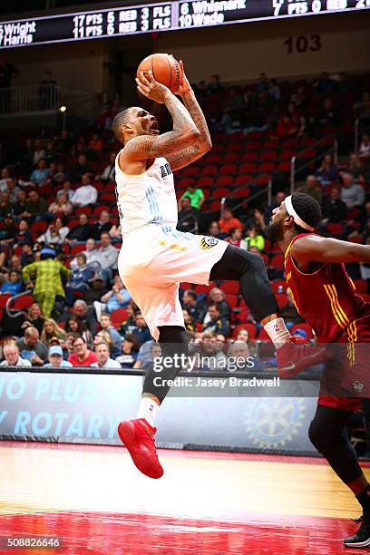 Joel Wright of the Iowa Energy takes a shot against the Canton Charge in an NBA D-League game on February 6, 2016 at the Wells Fargo Arena in Des...