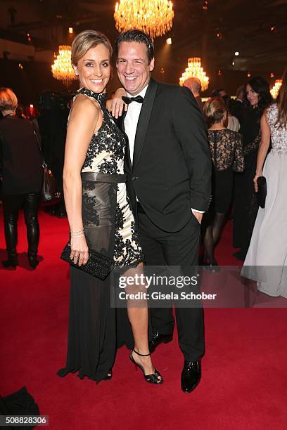 Klaus Gronewald and his wife Sandra Maria Gronewald during the Goldene Kamera 2016 reception on February 6, 2016 in Hamburg, Germany.