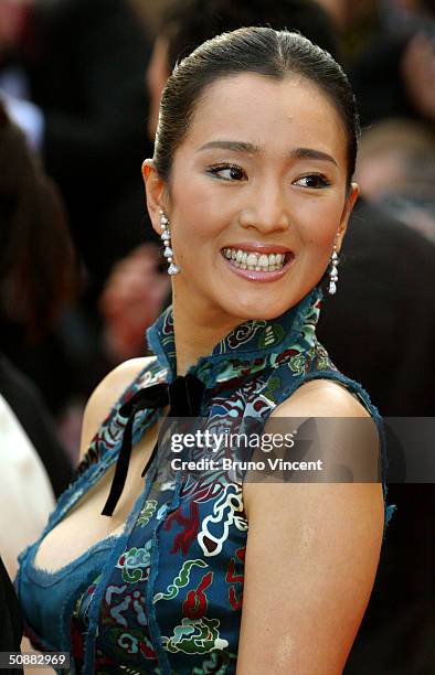 Actress Gong Li, wearing Chopard, attends "2046" Premiere at Le Palais de Festival at the 57th Cannes Film Festival on May 20, 2004 in Cannes, France.