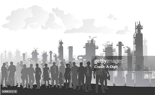 managing resources - oil refinery stock illustrations