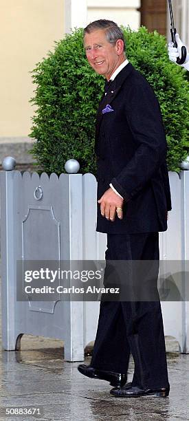 Britain's Prince Charles arrives to attend a gala dinner at El Pardo Royal Palace on May 21, 2004 in Madrid, Spain. Spanish Crown Prince Felipe de...