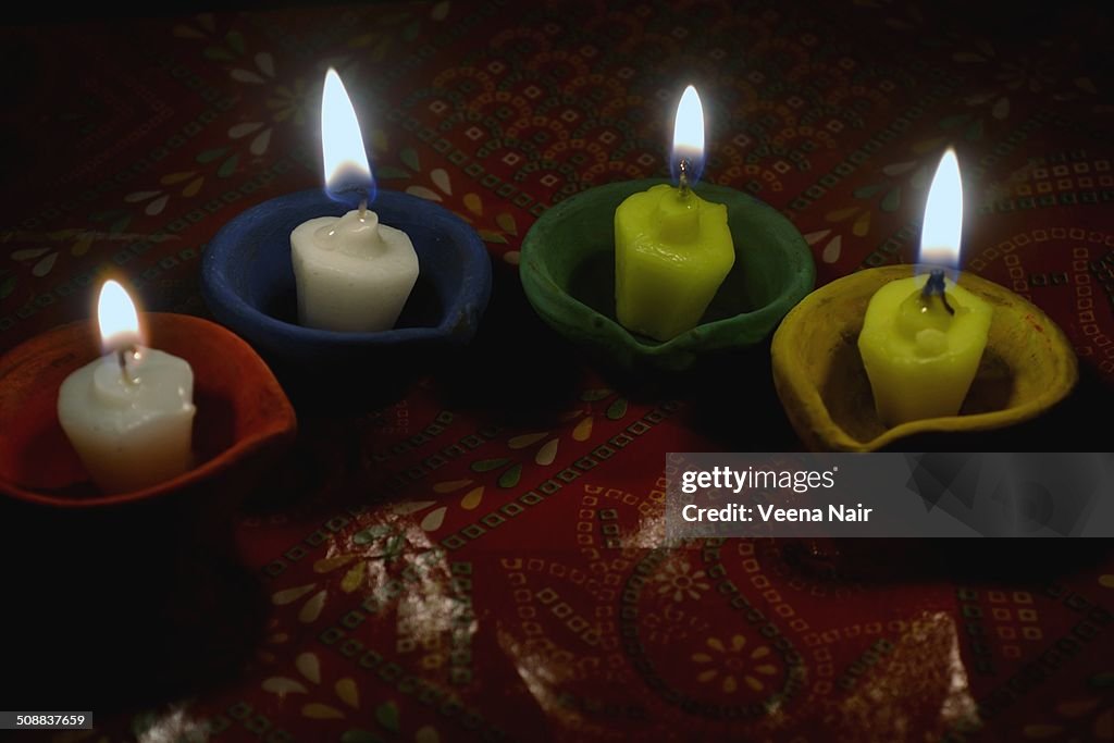 Painted clay Deepavali diyas-festival-celebrations