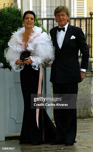 Princess Caroline and husband Prince Ernst August of Hanover arrives to attend a gala dinner at El Pardo Royal Palace on May 21, 2004 in Madrid,...