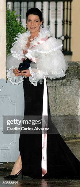 Princess of Hanover Caroline arrives to attend a gala dinner at El Pardo Royal Palace May 21, 2004 in Madrid. Spanish Crown Prince Felipe de Bourbon...