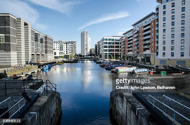 clarence dock, clarence house and royal armouries - leeds canal stock pictures, royalty-free photos & images