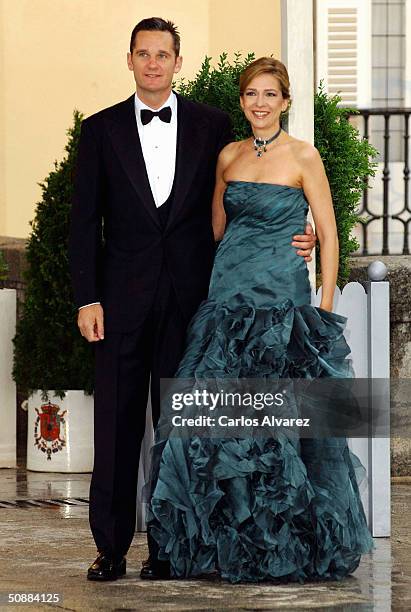 Infanta Cristina of Spain and her husband Inaki Urdangarin arrive to attend a gala dinner at El Pardo Royal Palace on May 21, 2004 in Madrid, Spain....