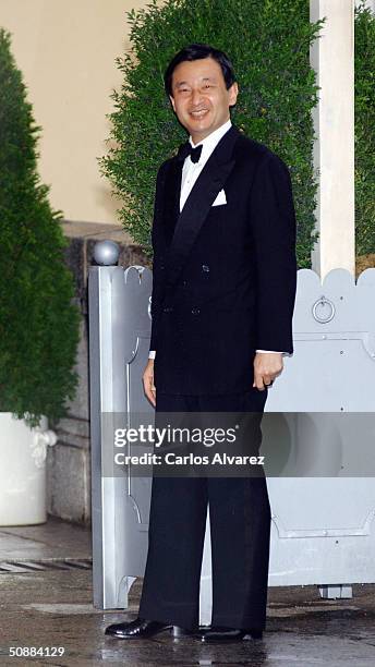 Japanese Crown Prince Naruhito attends a gala dinner at El Pardo Royal Palace May 21, 2004 in Madrid, Spain. Spanish Crown Prince Felipe de Bourbon...