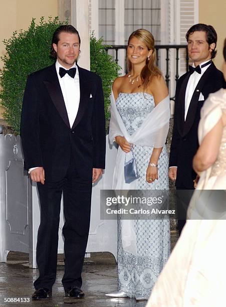 Princess Madeleine arrives to attend a gala dinner at El Pardo Royal Palace on May 21, 2004 in Madrid, Spain. Spanish Crown Prince Felipe de Bourbon...