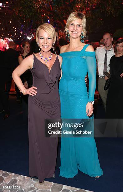 Andrea Ballschuh and Barbara Hahlweg during the after show party of the Goldene Kamera 2016 on February 6, 2016 in Hamburg, Germany.