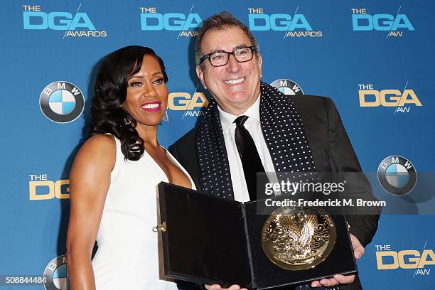 Actress Regina King , director Kenny Ortega, winner of the Outstanding Directorial Achievement in Children?s Programs Award for 'Descendants', poses...