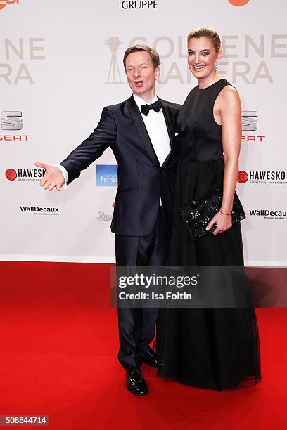 Michael Kessler and his manager Constanze Darschin attend the Goldene Kamera 2016 on February 6, 2016 in Hamburg, Germany.