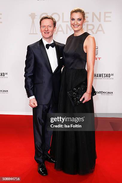 Michael Kessler and his manager Constanze Darschin attend the Goldene Kamera 2016 on February 6, 2016 in Hamburg, Germany.