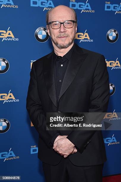 Director Paul Haggis attends the 68th Annual Directors Guild Of America Awards at the Hyatt Regency Century Plaza on February 6, 2016 in Los Angeles,...