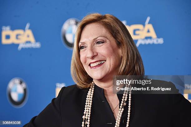 Director Lesli Linka Glatter attends the 68th Annual Directors Guild Of America Awards at the Hyatt Regency Century Plaza on February 6, 2016 in Los...