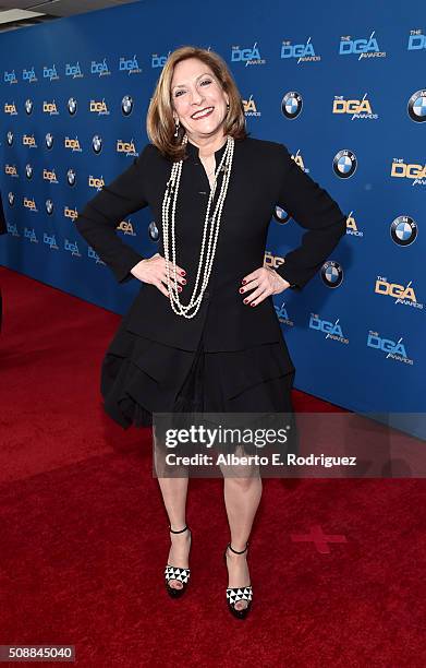 Director Lesli Linka Glatter attends the 68th Annual Directors Guild Of America Awards at the Hyatt Regency Century Plaza on February 6, 2016 in Los...