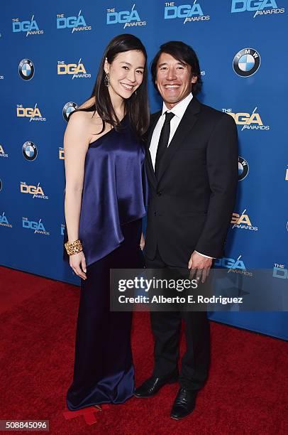 Directors Elizabeth Chai Vasarhelyi and Jimmy Chin attends the 68th Annual Directors Guild Of America Awards at the Hyatt Regency Century Plaza on...