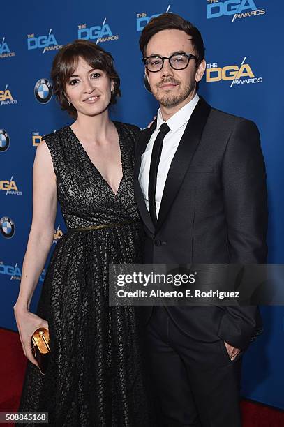 Director Marielle Heller and comedian Jorma Taccone attend the 68th Annual Directors Guild Of America Awards at the Hyatt Regency Century Plaza on...