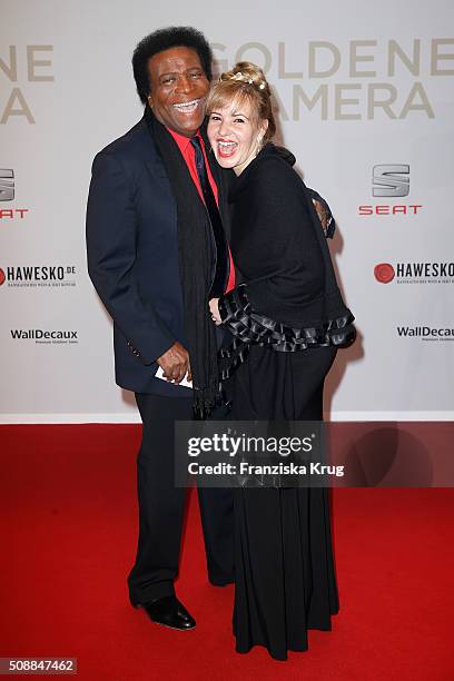 Roberto Blanco and Luzandra Stra§burg attend the Goldene Kamera 2016 on February 6, 2016 in Hamburg, Germany.