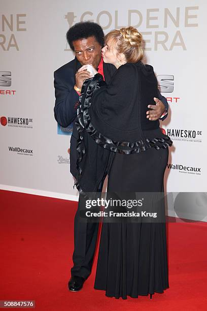 Roberto Blanco and Luzandra Stra§burg attend the Goldene Kamera 2016 on February 6, 2016 in Hamburg, Germany.