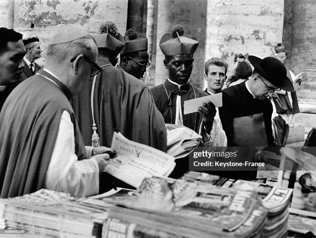 Priests Participating To The Council Vatican II After The Session Meeting On St Peter's Square