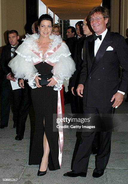 Princess of Hanover Caroline and husband Ernst-August as they attend a gala dinner at El Pardo Royal Palace May 21, 2004 in Madrid. Spanish Crown...