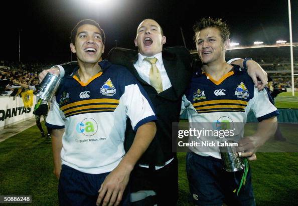Mark Gerrad Rugby Mark Gerrard, Stirling Mortlock and Joel Wilson of the Brumbies... News ...