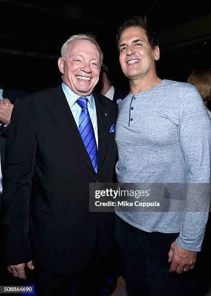 Dallas Cowboys Owner / President / General Manager Jerry Jones and AXS TV Chairman, CEO, and President Mark Cuban attend the DirecTV Super Saturday...