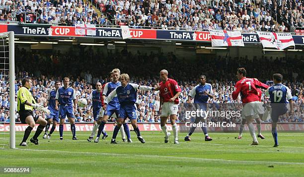 Cristiano Ronaldo of Manchester United scores their first goal during the 123rd FA Cup Final between Manchester United and Millwall at The Millennium...