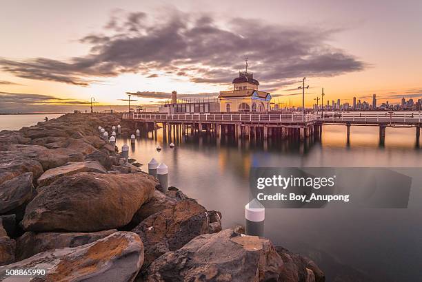saint kilda pier, melbourne, victoria, australia. - australia city scape light stock pictures, royalty-free photos & images