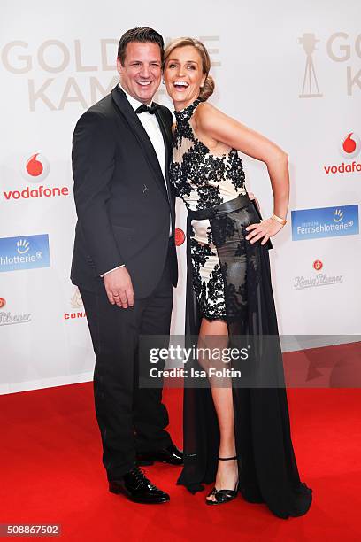 Klaus Gronewald and his wife Sandra Maria Gronewald attend the Goldene Kamera 2016 on February 6, 2016 in Hamburg, Germany.