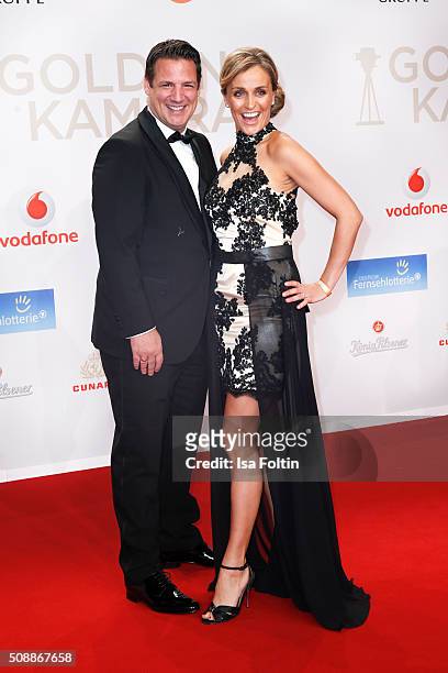 Klaus Gronewald and his wife Sandra Maria Gronewald attend the Goldene Kamera 2016 on February 6, 2016 in Hamburg, Germany.
