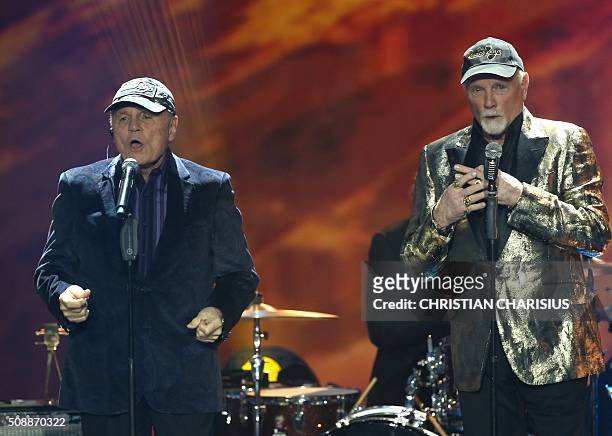 Bruce Johnston and Mike Love of "The Beach Boys" perform after receiving the Golden Camera award for their life's work in Hamburg, northern Germany...