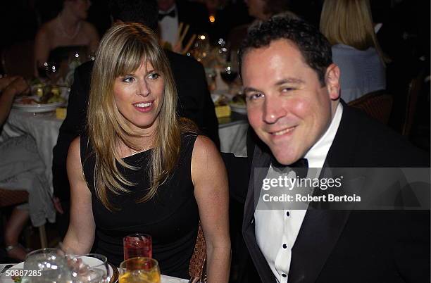 Actor Jon Favreau and wife Joya Tillem pose during dinner at the 11th Annual St. John's Health Center Caritas Award Gala, on May 21, 2004 at The...