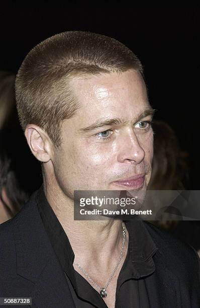 Actor Brad Pitt the official guest of Jaguar Racing attends 'Oceans12' dinner at Karl Largerfeld's villa May 21, 2004 in St. Tropez, France.