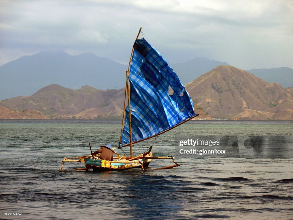 Local sailor on Flores sea, Komodo National Park - Indonesia