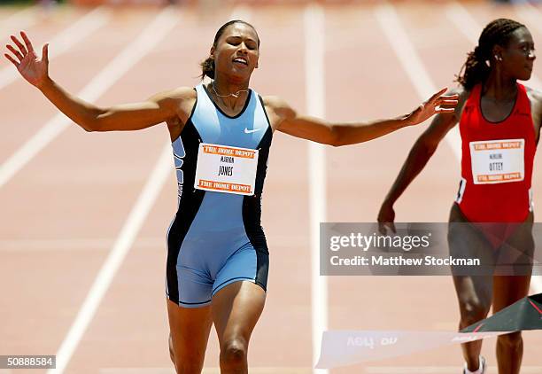 Marion Jones wins the Women's 100 meter with the time of 10.99 during the Home Depot Invitational, the first invitational stop on USA Track & Field?s...