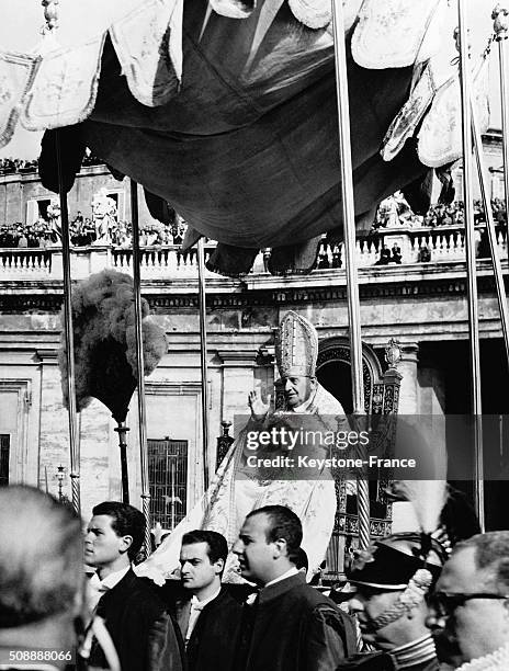 Opening Of The Ecumenical Council At St Peter's Basilica Of Rome With Pope John XXIII On His Sedia Gestatoria, in Rome, Italy, on October 11, 1962.