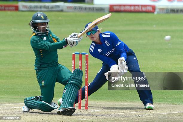 Trisha Chetty of South Africa during the One Day International match between South African Women and England Women at Willowmoore Park on February...