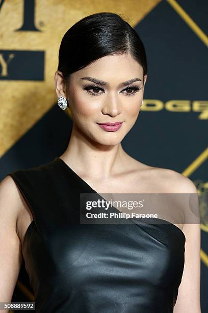 Miss Universe 2015, Pia Wurtzbach attends Maxim Magazine and Bootsy Bellows Super Bowl Party 2016 at Treasure Island on February 6, 2016 in San...