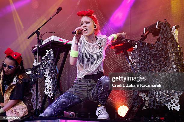Grimes performs live on stage at St Jerome's Laneway Festival on February 7, 2016 in Sydney, Australia.