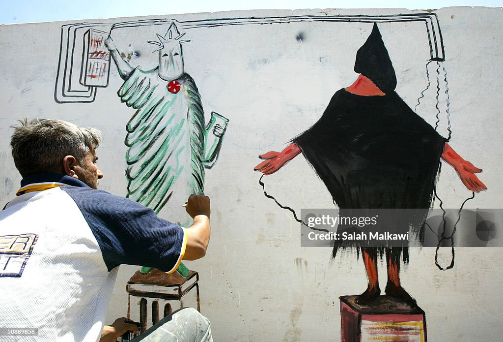 Wall Paint Of Prisoners Abuse In Thawrah Neighborhood Of Baghdad