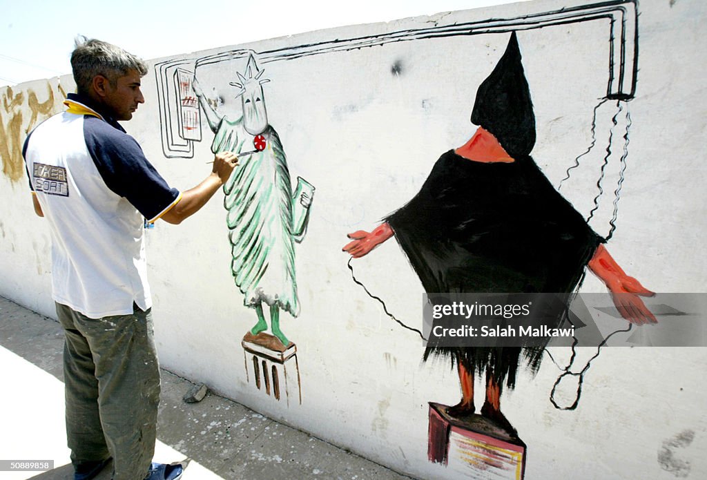 Wall Paint Of Prisoners Abuse In Thawrah Neighborhood Of Baghdad
