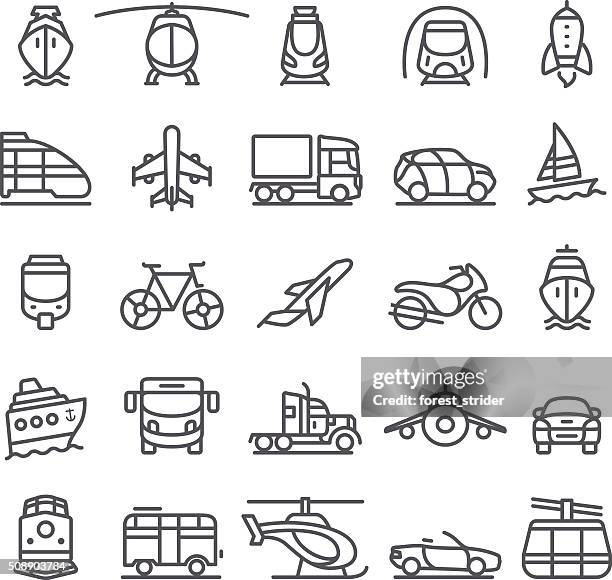 transportation icons - ferry stock illustrations
