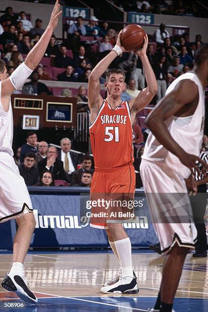 Craig Forth of the Syracuse Orangeman looks to pass the ball during the game against the Wake Forest Demons Deacons at Madison Square Garden in New...