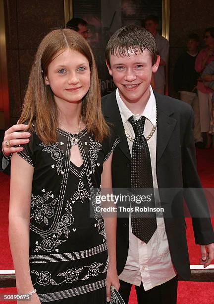 Actress Bonnie Wright and Actor Devon Murray attend the Premiere of Harry Potter and The Prisoner of Azkaban at Radio City Music Hall on May 23, 2004...