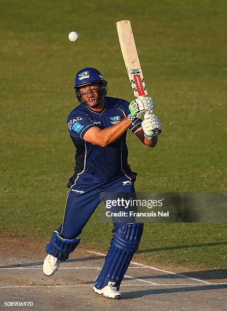 Andrew Symonds of Capricorn bats during the Oxigen Masters Champions League match between Virgo Super Kings and Capricorn Commanders on February 7,...
